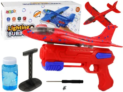 Image de Pistolet lanceur de bulles de savon avion rouge