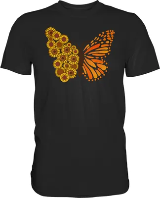 Produktbild von Sonnenblumen Schmetterling T-Shirt Garten Motiv Gärtner Geschenk – Black / S