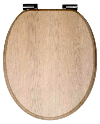 Produktbild von Toilettendeckel aus Holz mit Absenkautomatik - Beige - Antibakterieller WC-Sitz - Einfache Montage und Reinigung - Quick-Release-Funktion - Universelle Klobrille