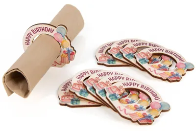 Produktbild von 10 Happy Birthday Serviettenringe - Geburtstag Tischdeko bunt