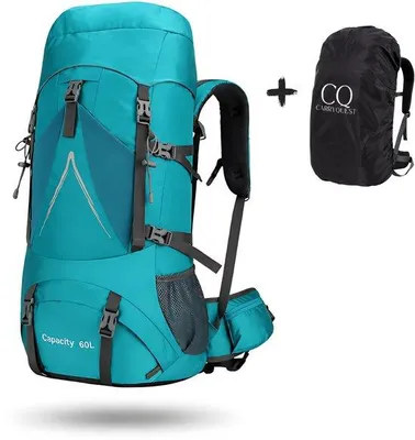 Productafbeelding van CarryQuest® 60L wandelrugzak, nylon, waterdichte regenhoes, groen