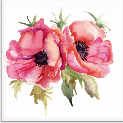 Produktbild von ARTland Glasbild Mohnblumen Größe: 30x30 cm