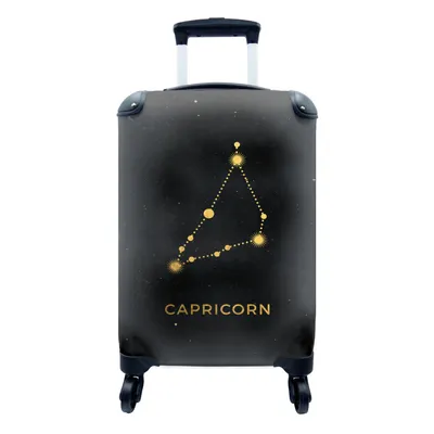 Produktbild von MuchoWow® Koffer Handgepäck Trolley Rollkoffer Kleine Reisekoffer mit 4 Rollen - Tierkreiszeichen - Steinbock - Astrologie - Gold - Cabin Size < 55x40x23 cm & 55x40x20 cm - Fotokoffer - Kabinenkoffer - Boardgepäck - Reise-Box - Reisekoffer - Reisegepäck - Koffer mit Bild - Trolley für Kinder