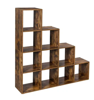 Image de Bibliothèque 10 niveaux avec MDF 130x130 cm marron loft style industriel