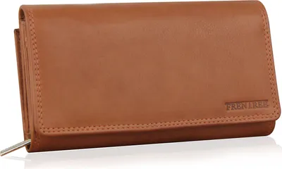 Produktbild von Frentree® Damen Geldbörse aus echtem Nappaleder, großes Leder Portemonnaie mit RFID-Schutz, weiches Echtleder Portmonee, viele Fächer, Braun