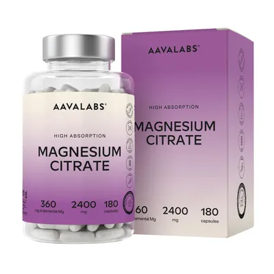 Produktbild von Aavalabs Magnesiumcitrat | 360 mg für Muskeln & Nerven | 180 Kapseln