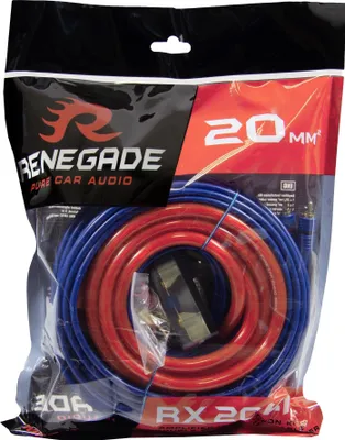 Produktbild von Renegade RX20KIT, Installations-Set, Blau, Rot, Verstärker, 1 Stück(e), 1 x 20 mm² Stromkabel, 5 m 1 x 20 mm² Massekabel, 0.8 m 1 x Cinch Stereo Audiokabel,...