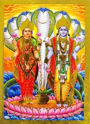 Produktbild von Hindu-Reliquie-Poster - Gottesbild - Dekoration - Gold-Edelstahl-Detail - 13x18 cm - Unifarbe