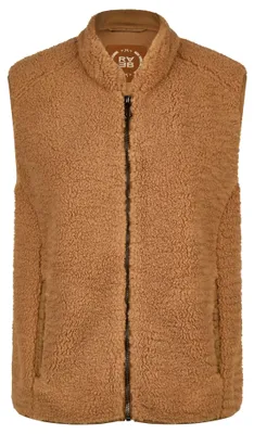 Produktbild von RABE Damen Weste Braun Größe 48 in Teddy-Optik mit Stehkragen und Reißverschluss
