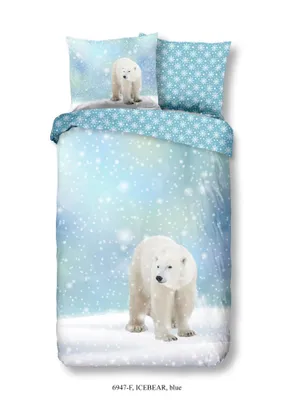 Immagine prodotto di Buongiorno KinderBettbezug "orso polare nella neve" - Blau - (140x200/220 cm) - Baumwolle 100% Flanell