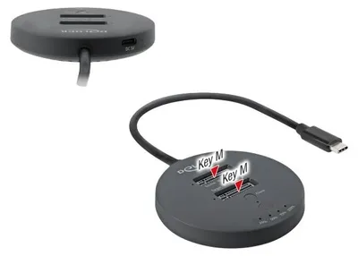 Produktbild von Delock USB 20 Gbps M.2 Dockingstation für 2 x M.2 NVMe PCIe SSD mit Klonfunktion