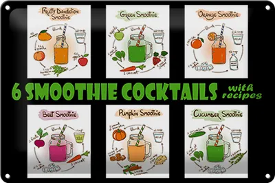 Produktbild von Blechschild Alkohol 30x20cm 6 smoothie cocktails