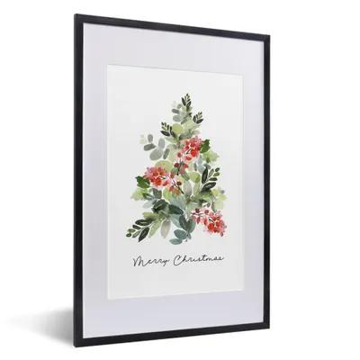 Produktbild von MuchoWow® Gerahmtes Poster Weihnachtsbaum - Zitat - Aquarell 40x60 cm - Poster mit Schwarzem Bilderrahmen Wandposter Rahmen Foto Bilder - Poster in Rahmen