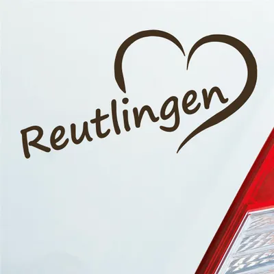Produktbild von Auto Aufkleber Reutlingen Herz Stadt City Love Liebe 15,5x8 cm Braun Sticker Heckscheibenaufkleber
