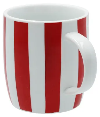 Produktbild von Keramiktasse Stripes Logo, 0,3 l, rot/weiß, spülmaschinen- und mikrowellengeeignet