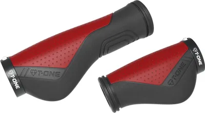 Obrázok produktu pre T-ONE T-GP65R Ripple Ergo gripy, 1x skrutkový zámok, 130/90 mm, čierna/červená (1 pár)