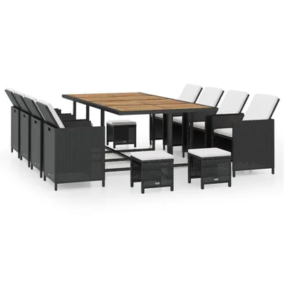 Immagine prodotto di Set da Pranzo da Giardino 13 pz Polyrattan e Legno Acacia Nero