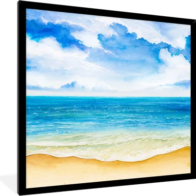 Produktbild von MuchoWow® MuchoWow® Gerahmtes Poster Strand - Meer - Himmel 40x40 cm - Poster mit zchwarzem Bilderrahmen - Mit Rahmen - Wanddekoration Schlafzimmer
