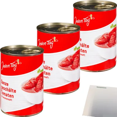 Produktbild von Jeden Tag Geschälte Tomaten 3er Pack (3x425ml Dose) + usy Block