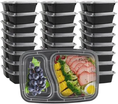Obrázek produktu pro Sady nádob na skladování potravin, 25 kusů - Obdélníkové nádoby na přípravu jídel o objemu 1000 ml - Vzduchotěsné - Bez BPA - Vhodné do mikrovlnné trouby - Opakovaně použitelné - Nádoby na jídlo