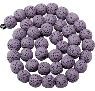 Produktbild von Lavastein Perlen Strang 10 mm Violett für Schmuckherstellung & Diffusor
