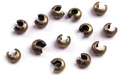Produktbild von Kappe für Quetschperlen, Quetschkalotte, 3mm, altmessing, ca 220 Stück (10 Gramm)