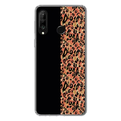 Produktbild von MuchoWow® Handyhülle Schutzhülle Hülle für Huawei P30 Lite Pantherdruck - Gold - Schwarz Silikon Softcase Handy Hülle - Handyhülle