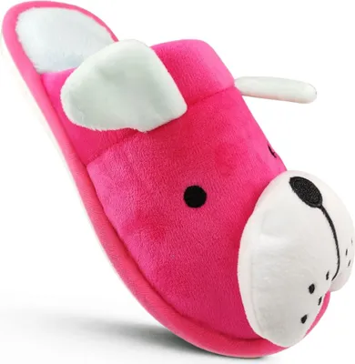 Produktbild von Damen Weich Hausschuhe Winter Schlappen Pantoffeln Hund Muster Slipper Rosa Gr.36/37