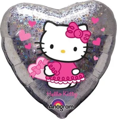 Produktbild von 1 Folienballon Kitty Herz Holographic 45 cm ungefüllt Ballongas geeignet