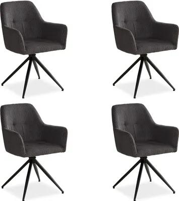 Image de Chaise de Salle à Manger Lot de 4 Moderne Velours Côtelé Gris Design Chaises de Cuisine Chaises pas Cher Fauteuils Rembourrée