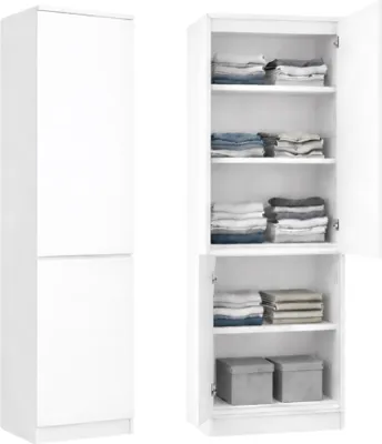 Produktbild von Home Collective Kleiderschrank, Garderobenschrank, Mehrzweckschrank 2-türig mit 5 Einlegeböden | Vielseitiger Schrank für Schlafzimmer, Flur oder Büro | Weiß