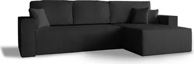 Produktbild von Ecksofa mit Schlaffunktion Amalia L - Ecksofa cord -RECHTS, Ecksofa Schwarz, L-Form, Schlafsofa, Ecksofas schlaffunktion , Eckcouch