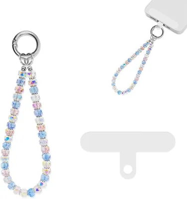 Produktbild von Handykette mit Kristall, blau-rosa, Handschlaufe, für Handy
