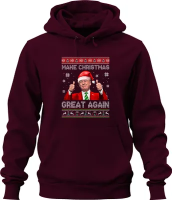 Produktbild von Make Christmas Great Again Santa Claus Daumen hoch lustig Uni Hoodie Kapuzenpullover, Burgundy, XL