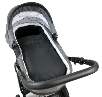 Produktbild von BABYLUX Fußsack 90cm MINKY Kinderwagen Buggy Babyschale Schwarz + Schwarz + Handmuff