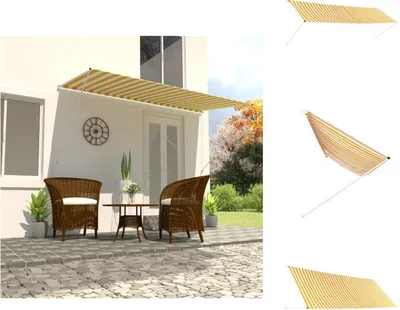 Immagine prodotto di vidaXL Tenda da sole retrattile 400×150 cm giallo e bianco - Tende da sole