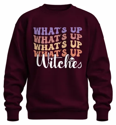 Immagine prodotto di Whats up Witches Halloween Witches Funny Retro Pumpkin Gift Felpa Unisex Pullover, Borgogna, S
