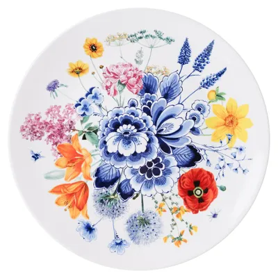 Image de Heinen Delfts Blauw – Assiette murale – Fleurs sauvages – 31 cm