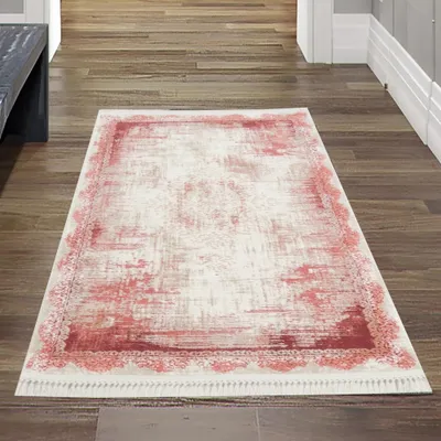 Immagine prodotto di Tappeto orientale astratto in lana con frange in rosso Dimensioni - 80 x 150 cm