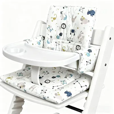 Produktbild von Kids Sitzkissen, 186G Einfache Befestigung am Kinderstuhl, Hochstuhlauflage Kissen Sitzbezug, Reine Baumwolle Wasserdicht Atmungsaktiv Sitzkissen für Stokke Tripp Trapp Hochstuhl