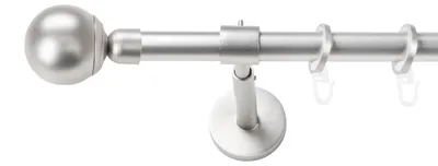 Produktbild von SN Deco Gardinenstange Reims, 19 mm, 1-läufig, Stahl, Komplett-Set mit Ringen, geschlossener Träger, 150 cm, chrom matt