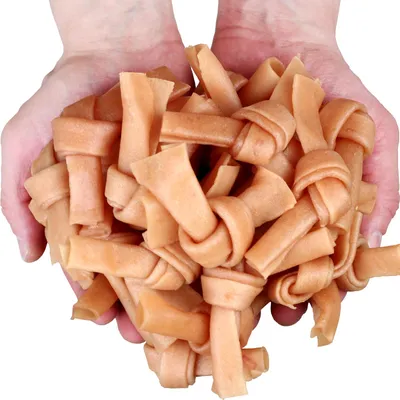 Productafbeelding van Hondenkoekjes, Snack Kip Bow Knots (94%) Hau&Miau, 500g