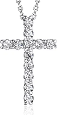 Produktbild von Moissanite Kreuz Kette 1,2 Karat Silber 925 Anhänger Halskette Herren Frauen
