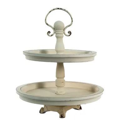 Immagine prodotto di Etagere a 2 strati Clayre & Eef Ø 30x36 cm Legno beige