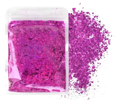 Holografischer Glitzer 50 g, gemischte hexagonale Flocken, rosa