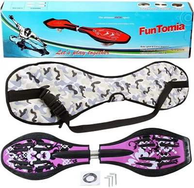 Produktbild von FunTomia® mit LED-Rollen - 1864 - Design lila Blume - Waveboard ORIGINAL