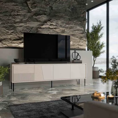 Produktbild von TV Lowboard Fernsehschrank Fernsehtisch ABI 200 kaschmir matt 200x62x38cm
