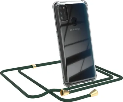 Produktbild von EAZY CASE Handykette kompatibel mit Samsung Galaxy M30s / M21, Handyhülle mit Umhängeband, Handykordel, Schutzhülle Clear, Band in Grün