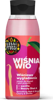 Zdjęcie produktu dla Farmona Tutti Frutti Wygładzający olejek do kąpieli i pod prysznic Wiśnia i Wanilia + Beauty Shot A, 400ml