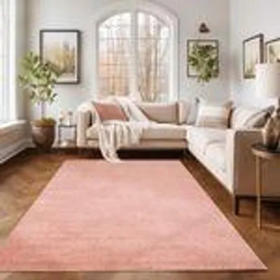 Produktbild von Teppich Wohnzimmer Schlafzimmer Läufer Esszimmer Küchenteppich Einfarbiges Design Flauschig Weich Farbe : Rosa , Größe : 200 x 290 cm